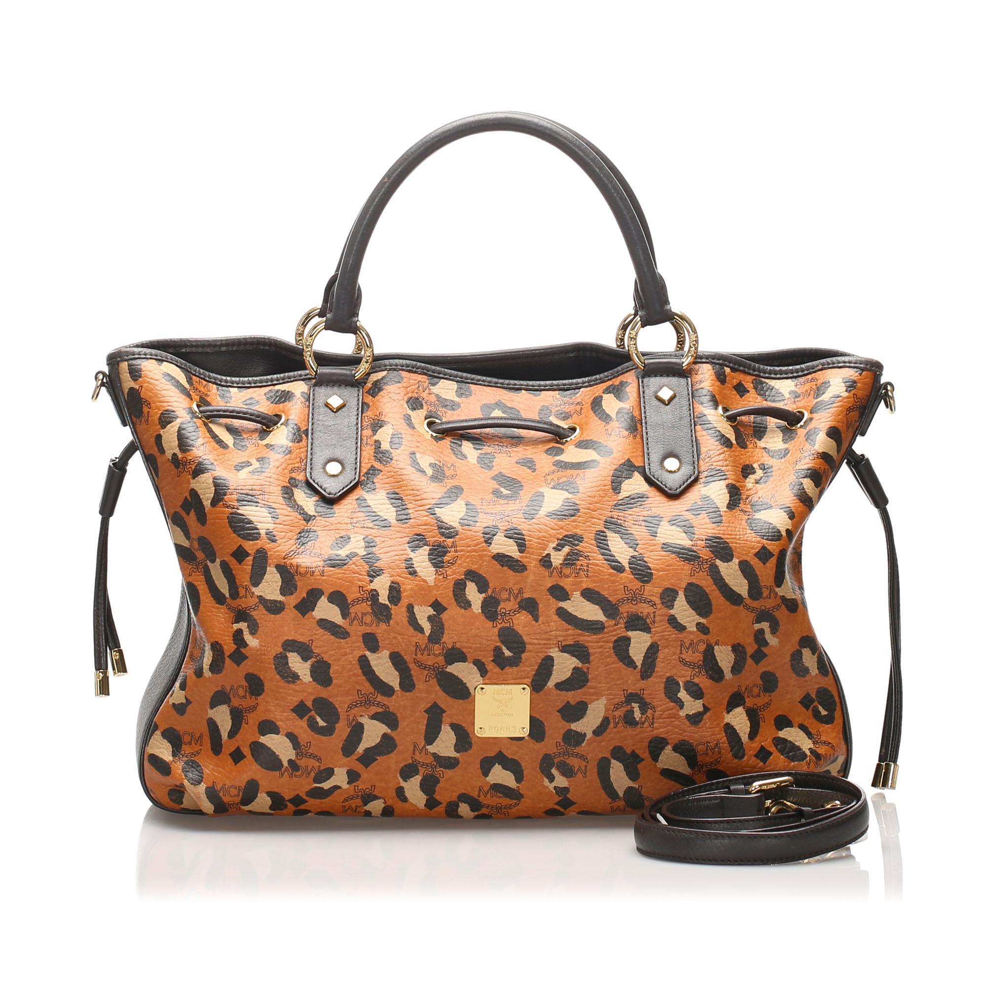 MCM Visetos Leopard Print Leather Tote Bag (SHG-10896) – Auroria Bags
